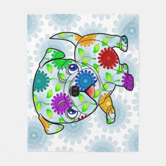 パグの子犬のベビーブランケット-フリース- 50" x60 " フリースブランケット (正面)