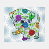 パグの子犬のベビーブランケット-フリース- 50" x60 " フリースブランケット (正面(横))