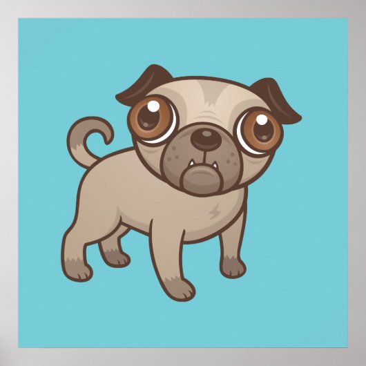 パグの子犬の漫画 ポスター (正面)