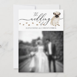 パグの子犬の結婚式の写真 招待状