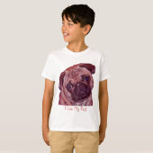 パグの子犬の色彩の鮮やかなポートレートの女の子のTシャツ Tシャツ (正面フル)