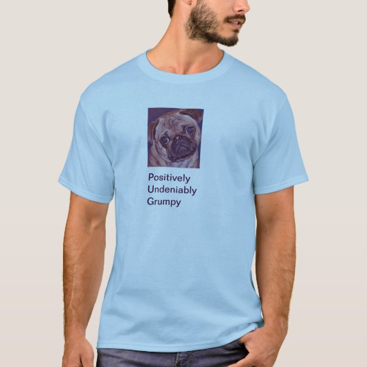パグの子犬の顔のMen'sTワイシャツ Tシャツ (正面)