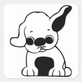 パグの子犬まんが スクエアシール (正面)