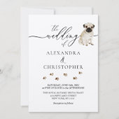 パグの子犬 ウェディングカリグラフィー 招待状 (正面)