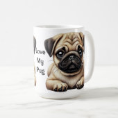 パグの子犬 コーヒーマグカップ (正面右)