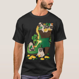 パグの子犬 セントパトリックスデー シャムロック アイルランド風 ファニー Tシャツ