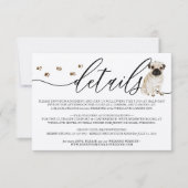 パグの子犬 ドッグ ウェディング 詳細 出欠カード (正面)