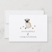 パグの子犬 ドッグ ウェディング 詳細 出欠カード (裏面)