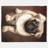 パグの子犬 フリースブランケット (正面(横))