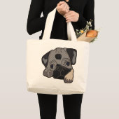 パグの子犬! ラージトートバッグ (正面(商品))