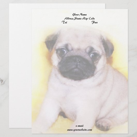パグの子犬 レターヘッド (正面/裏面)