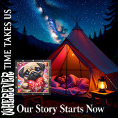 パグの子犬 愛してる ハート スクエア壁時計