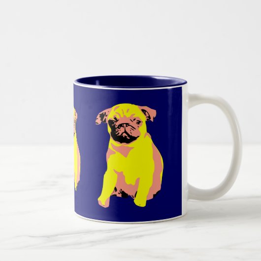 パグの子犬"Puggy愛" ツートーンマグカップ (右)