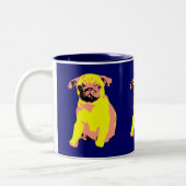 パグの子犬"Puggy愛" ツートーンマグカップ (左)