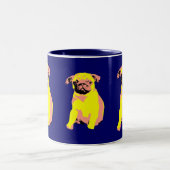 パグの子犬"Puggy愛" ツートーンマグカップ (中央)
