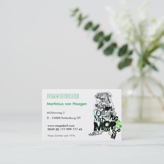 パグの専門家 名刺 (スタンド正面)