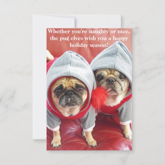 パグの小妖精や小人 招待状 (正面)