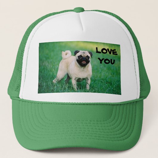 パグの帽子愛して下さい キャップ (正面)