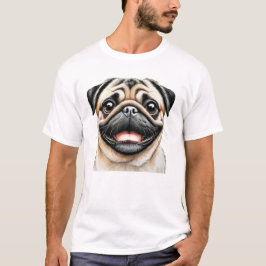 パグの幸せな顔の犬 Tシャツ