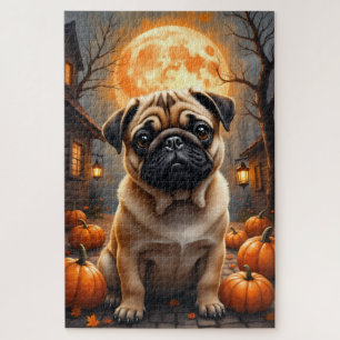 パグの幽霊の村 ハロウィンの肖像画アート ジグソーパズル