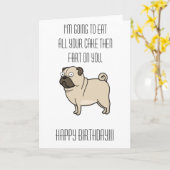 パグの挨拶状 カード (黄色い花)