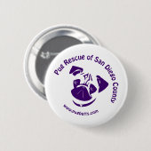 パグの救助のロゴの紫色 缶バッジ (正面&裏面)
