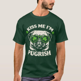 パグの日 パグリッシュだよ、キスして! サン・パトリック・デー Tシャツ