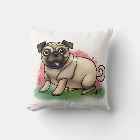 パグの枕 クッション (正面)