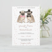 パグの水彩ウェディング 招待状 (スタンド正面)