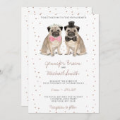パグの水彩ウェディング 招待状 (正面/裏面)