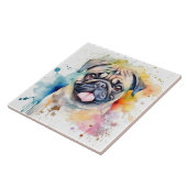 パグの水彩画 タイル (側面)