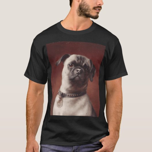 パグの油絵 Tシャツ (正面)