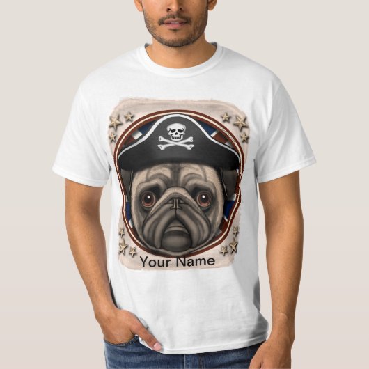 パグの海賊Tシャツ Tシャツ (正面)