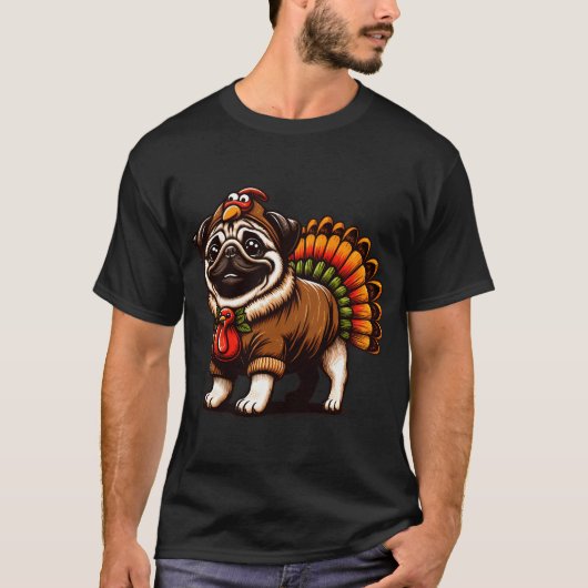 パグの犬の感謝祭 Tシャツ (正面)