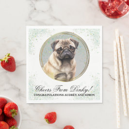 パグの犬の結婚式のナプキンに写真 スタンダードランチョンナプキン