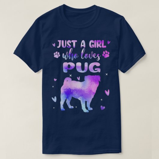 パグの犬好きの贈り物を愛する女の子だけの女性 Tシャツ (デザイン正面)