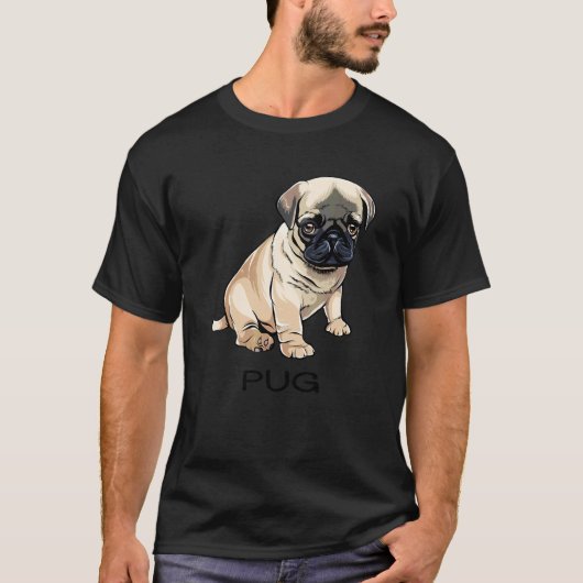 パグの狂犬 Tシャツ (正面)