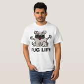 パグの生命おもしろい犬のTシャツ Tシャツ (正面フル)