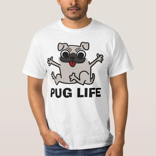 パグの生命おもしろい犬のTシャツ Tシャツ (正面)