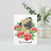 パグの生命かわいい入れ墨のスタイル犬のパーティの招待状 招待状 (スタンド正面)