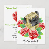 パグの生命かわいい入れ墨のスタイル犬のパーティの招待状 招待状 (正面/裏面)