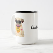 パグの生命名前をカスタムするのマグ ツートーンマグカップ (正面左)