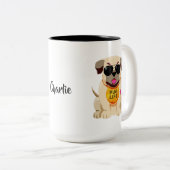 パグの生命名前をカスタムするのマグ ツートーンマグカップ (正面右)