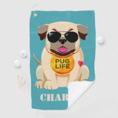パグの生命名前をカスタムする及び色のゴルフタオル ゴルフタオル (インサイチュ)