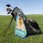 パグの生命名前をカスタムする及び色のゴルフタオル ゴルフタオル (グリーン)