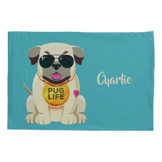 パグの生命名前をカスタムする及び色の枕カバー 枕カバー (裏面)