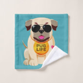 パグの生命名前をカスタムする及び色タオルセット バスタオルセット (ウォッシュタオル)