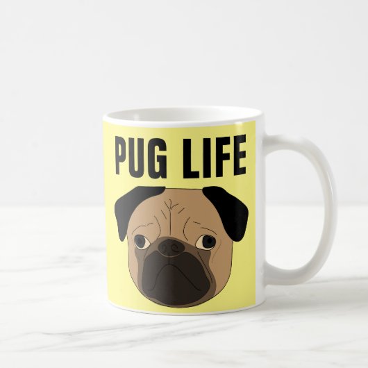 パグの生命、おもしろいなパグ犬のコーヒー・マグ コーヒーマグカップ (右)