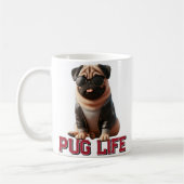 パグの生活 かわいい犬 コーヒーマグカップ (左)