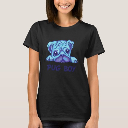 パグの男の子 パグの顔 Tシャツ (正面)